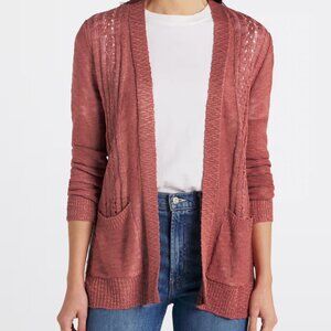 Coral Dusty Rose Pink Cardigan Sweater Size Small Love Ellie Adelle Two Pocket
